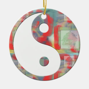 Abstrakte Rose BlumenYin Yang Keramikornament