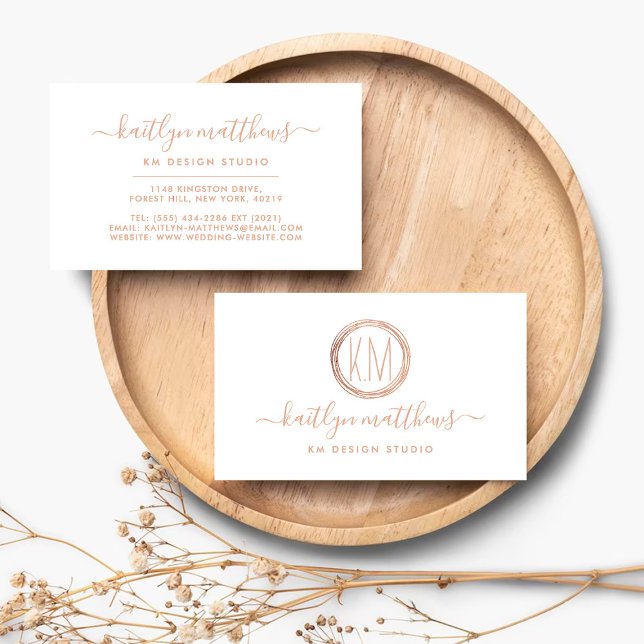 Abstrakte Rose Gold Circle Monongram Business Card Visitenkarte (Von Creator hochgeladen)
