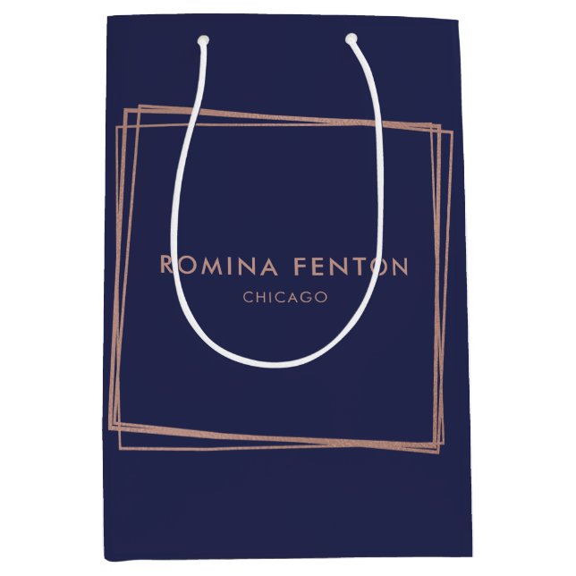 Abstrakte Rose Gold Fohlen Rahmen Moderne Beruflic Mittlere Geschenktüte (Vorderseite)