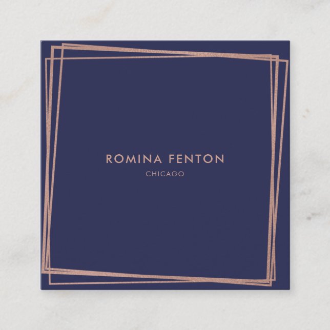 Abstrakte Rose Gold Fohlen Rahmen Moderne Beruflic Quadratische Visitenkarte (Vorderseite)