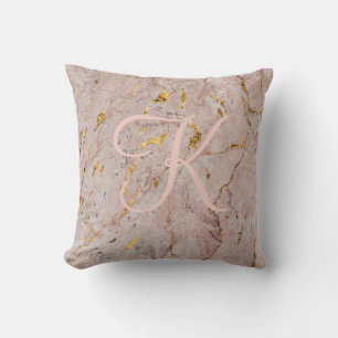 Abstrakte Rose Gold-Marmor-Monogramm Kissen