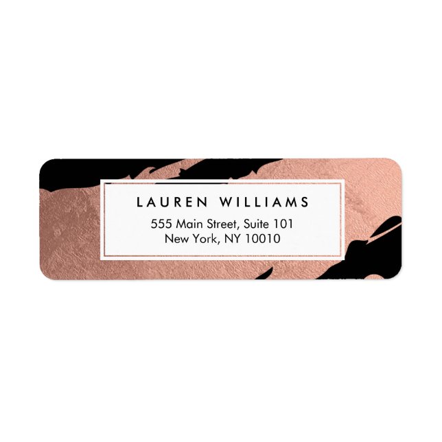 Abstrakte Rose Gold Pinselstriche auf Schwarz (Vorne)