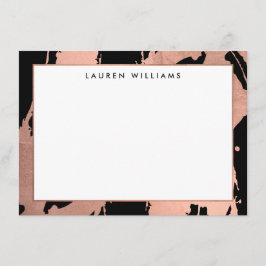 Abstrakte Rose Gold Pinselstriche auf Schwarzer No Mitteilungskarte