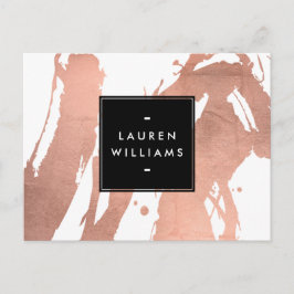 Abstrakte Rose Gold Pinselstriche auf Weiß Postkarte