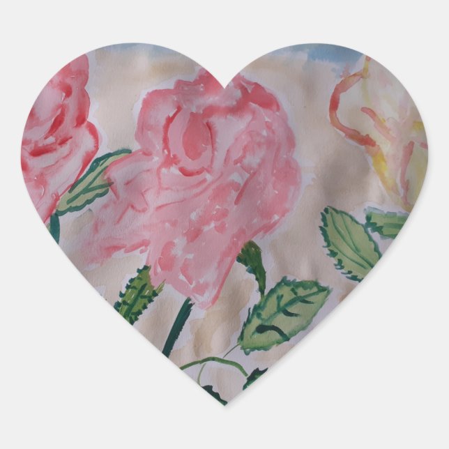 Abstrakte Rose im Sommer Herz-Aufkleber (Vorderseite)