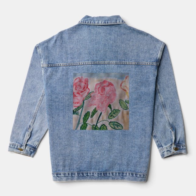 Abstrakte Rose im Sommer Jeansjacke (Rückseite)