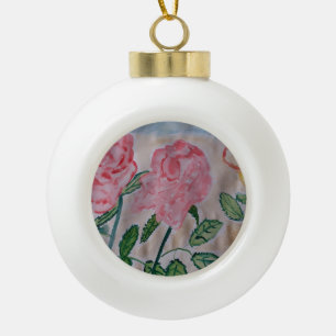 Abstrakte Rose im Sommer Keramik Kugel-Ornament