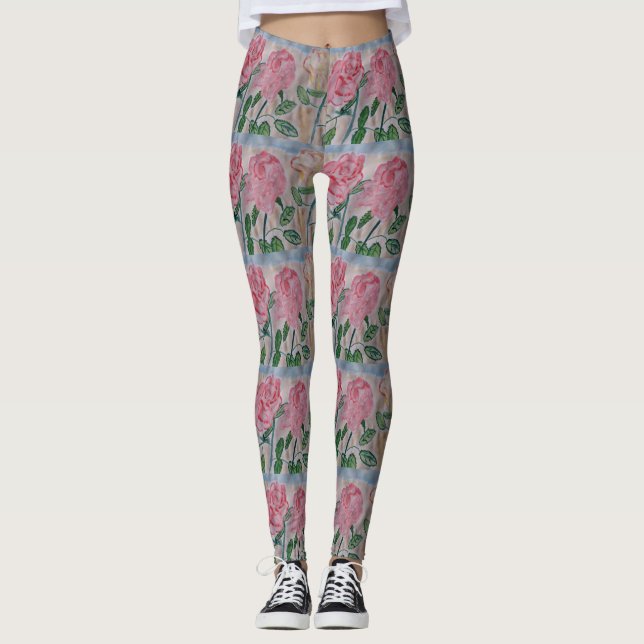 Abstrakte Rose im Sommer Leggings (Vorderseite)