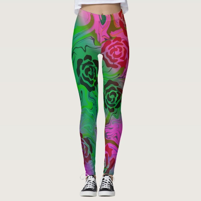 abstrakte Rose Leggings (Vorderseite)