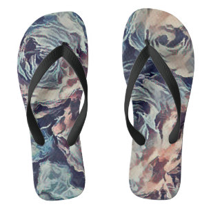 Abstrakte Rose mit Pinseltextur bedrucken beige Flip Flops