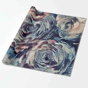 Abstrakte Rose mit Pinseltextur bedrucken beige Geschenkpapier
