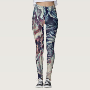 Abstrakte Rose mit Pinseltextur bedrucken beige Leggings
