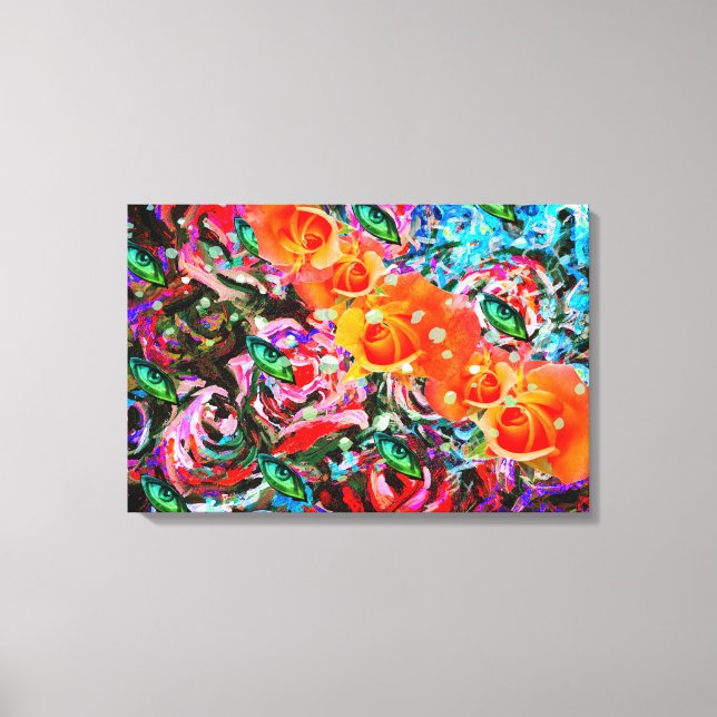 Abstrakte Rose Psychedelische Kunst in Orange & Tu Leinwanddruck (Vorderseite)