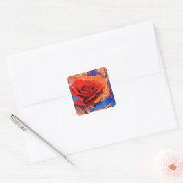 Abstrakte Rose Quadratischer Aufkleber
