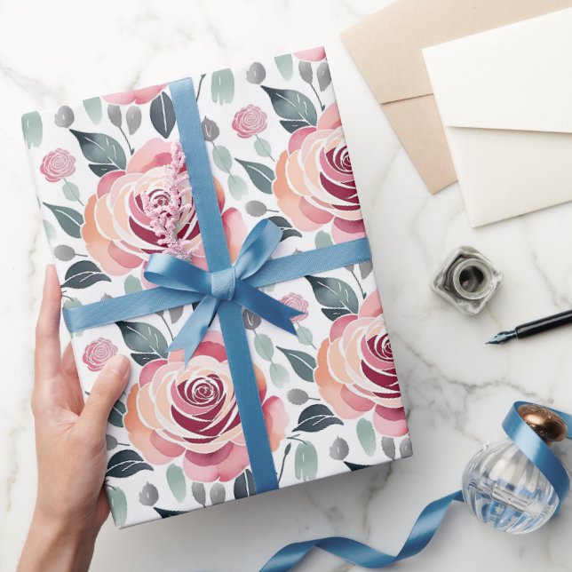 Abstrakte Rosen in Pastellfarben  Geschenkpapier (Schenken)