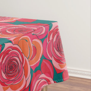 Abstrakte Rosen in Rosa-, Rot- und Orangetönen Tischdecke