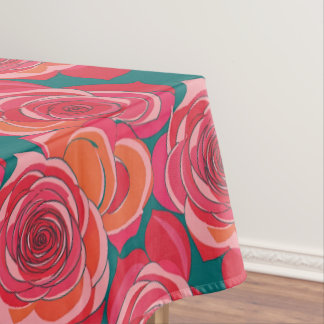 Abstrakte Rosen in Rosa-, Rot- und Orangetönen Tischdecke