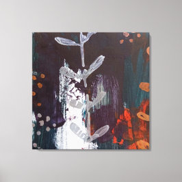 Abstrakte Rot-, Blau-, Erdton- und Vegetal-Details Leinwanddruck