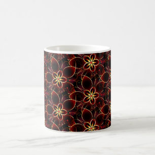 Abstrakte Rot- und Goldblumen Kaffeetasse