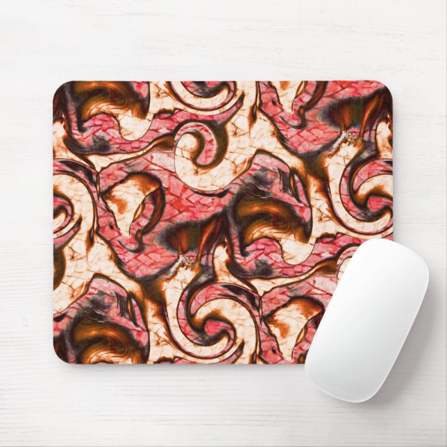 Abstrakte Rot- und Korallenflecken im holzigen Sti Mousepad (Mit Mouse)