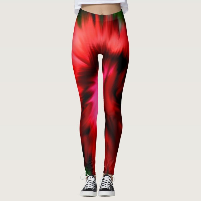 Abstrakte Rot- und Rosatöne Leggings (Vorderseite)