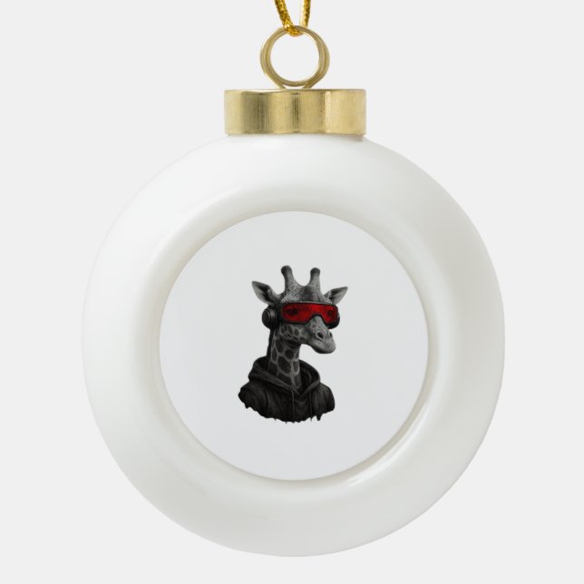 Abstrakte Rot- und Schwarzgiraffe Klassischer T -  Keramik Kugel-Ornament (Vorderseite)