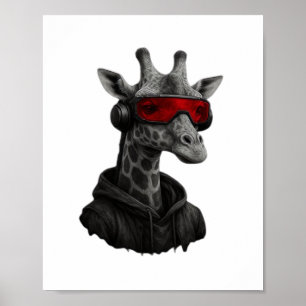 Abstrakte Rot- und Schwarzgiraffe Klassischer T - Poster