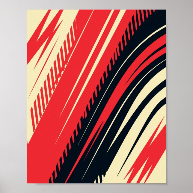 Abstrakte Rot- und Schwarzweißlinien Poster (Vorne)