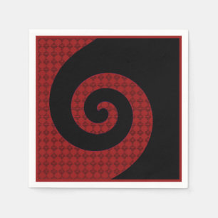 Abstrakte Rot- und Schwarzweißpapier Napkins Serviette