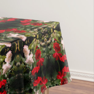 Abstrakte rot-weiße Rose Tischdecke