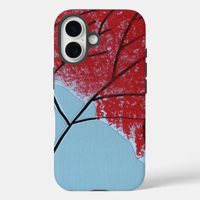 Abstrakte rote Baumblätter auf Blau Case-Mate iPhone Hülle (Rückseite)