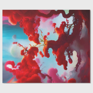 Abstrakte rote Bäume Geschenkpapier