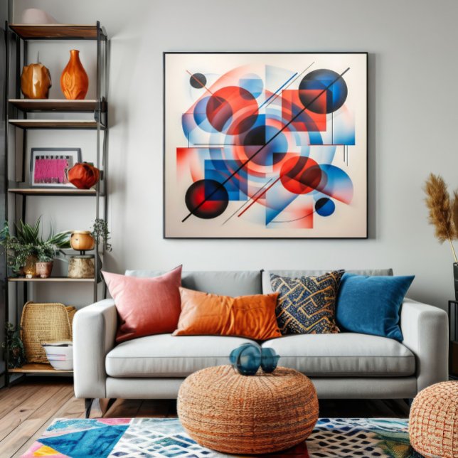 Abstrakte rote blaue Kreise modern Poster (Von Creator hochgeladen)