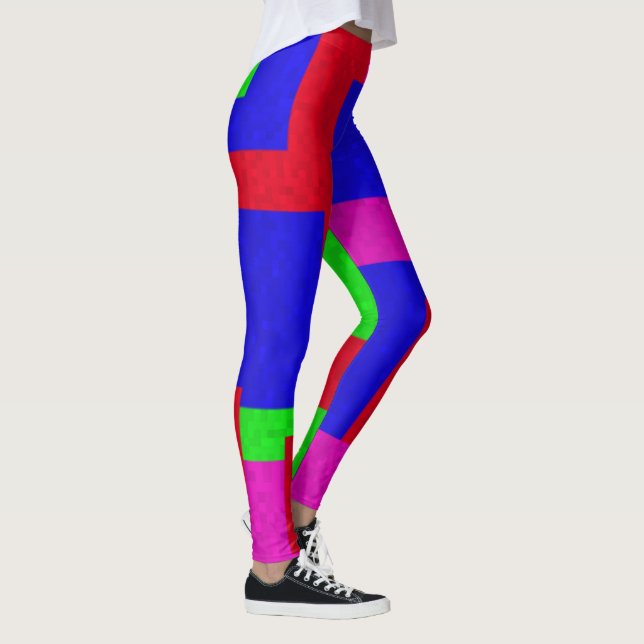 Abstrakte rote blaugrüne Blöcke, Leggings (Rechts)