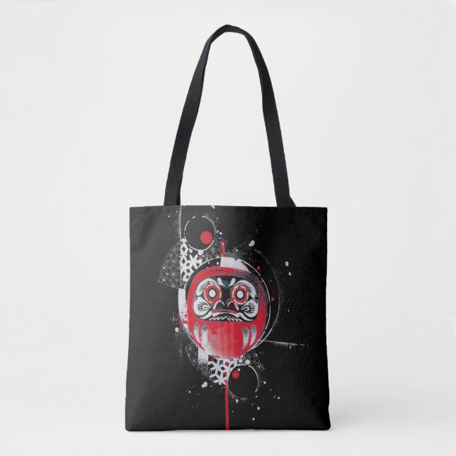 Abstrakte rote Daruma Taschen-Tasche (Vorderseite)