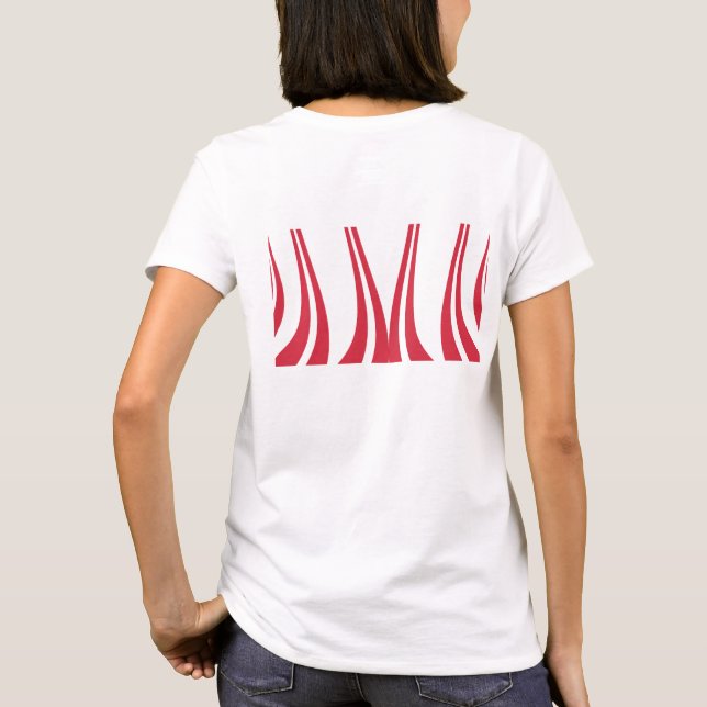 Abstrakte, rote, gerippte Linien, durchsichtig T-Shirt (Rückseite)