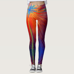 Abstrakte  rote Linien, farbenfroh, trendy Leggings