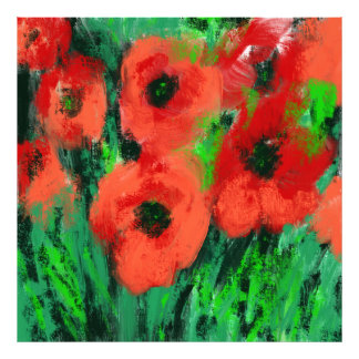 Abstrakte rote Mohnblumen-Blumenmalerei Fotodruck