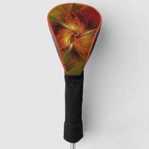 Abstrakte Rote Orange Braun Grünes Fraktal Kunst B Golf Headcover