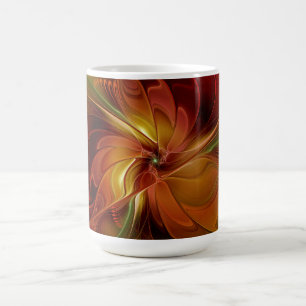 Abstrakte Rote Orange Braun Grünes Fraktal Kunst B Kaffeetasse