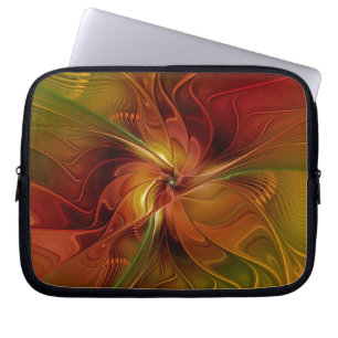 Abstrakte Rote Orange Braun Grünes Fraktal Kunst B Laptopschutzhülle