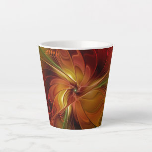 Abstrakte Rote Orange Braun Grünes Fraktal Kunst B Milchtasse