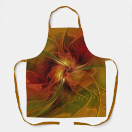 Abstrakte Rote Orange Braun Grünes Fraktal Kunst B Schürze