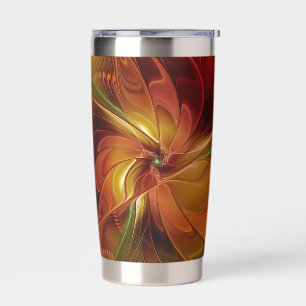 Abstrakte Rote Orange Braun Grünes Fraktal Kunst B Thermobecher