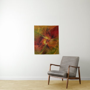 Abstrakte Rote Orange Braun Grünes Fraktal Kunst B Wandteppich