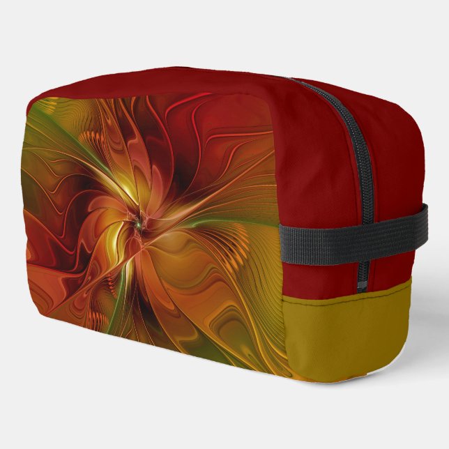 Abstrakte Rote Orange Braun Grünes Fraktal Kunst B Waschbeutel (Linke Seite)
