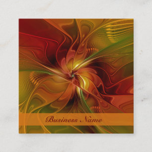 Abstrakte rote orange braune grüne Fractal-Kunst-B Quadratische Visitenkarte