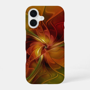 Abstrakte rote orangebraune grüne Fractal-Kunst-Bl iPhone 16 Hülle