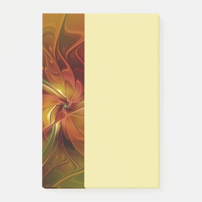 Abstrakte rote orangebraune grüne Fractal-Kunst-Bl Post-it Klebezettel (Vorderseite)