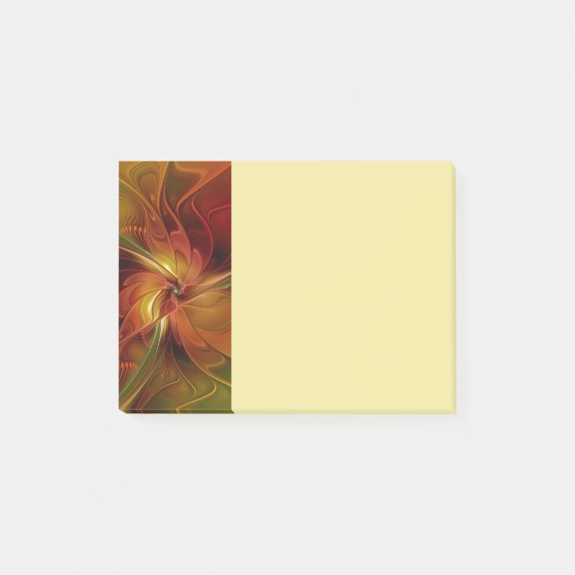 Abstrakte rote orangebraune grüne Fractal-Kunst-Bl Post-it Klebezettel (Vorderseite)